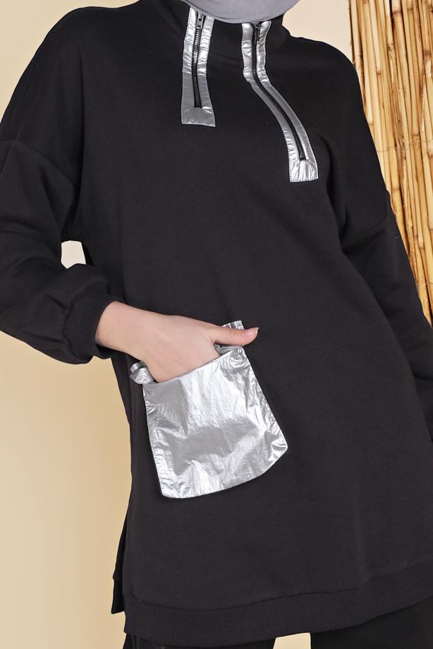 Vêtements hijab  POCKET AND ZIPPER DETAIL TUNIC 58402  - TRENDTESETTÜR