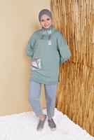 Hijab clothing GREEN POCKET AND ZIPPER DETAIL TUNIC 58402 
