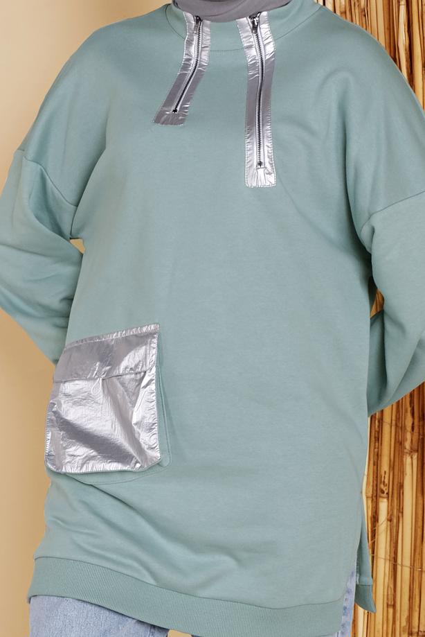 Vêtements hijab  POCKET AND ZIPPER DETAIL TUNIC 58402  - TRENDTESETTÜR