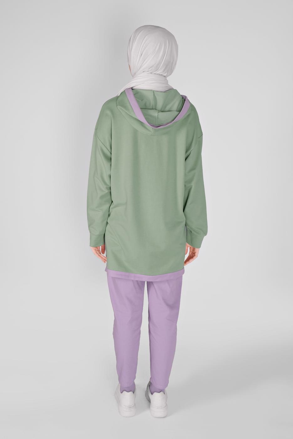 Vêtements hijab VERT TUNIQUE À CAPUCHE 63012