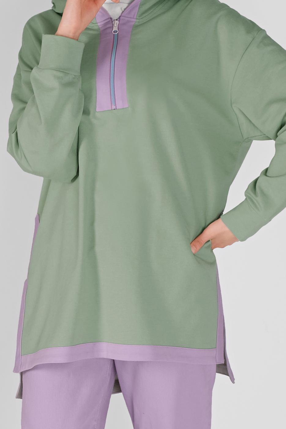 Vêtements hijab VERT TUNIQUE À CAPUCHE 63012