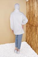 Tesettür giyim BEYAZ İŞLEMELİ CEP AKSESUARLI TUNİK 88402