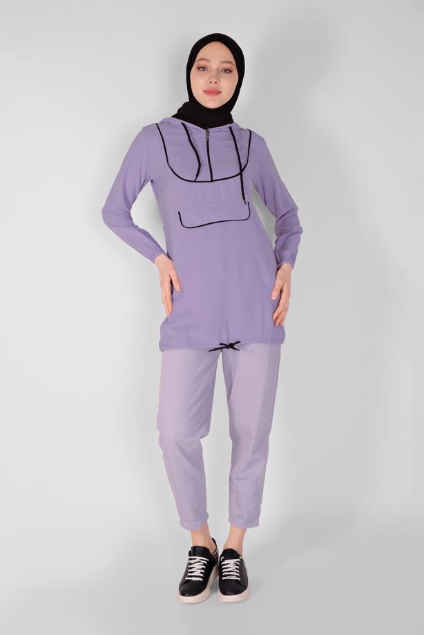 Tesettür giyim  FERMUARLI  BAĞCIKLI TUNİK 88534  - TRENDTESETTÜR