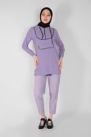 Hijab clothing PURPLE ZIPPERED TIE DETAIL TUNIC 88534 
