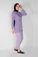 Hijab clothing PURPLE ZIPPERED TIE DETAIL TUNIC 88534 