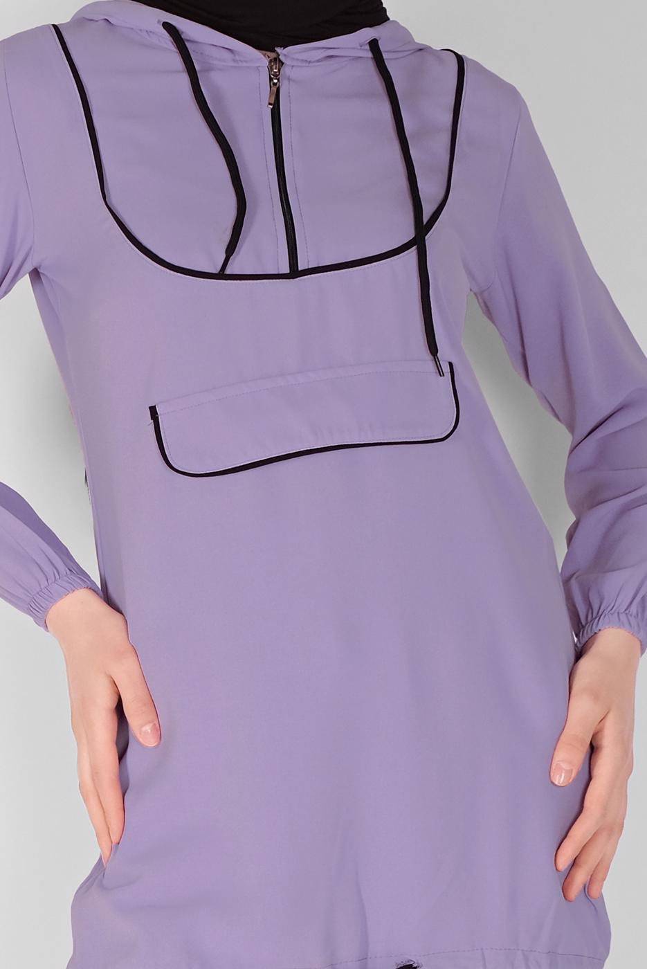 Hijab clothing PURPLE ZIPPERED TIE DETAIL TUNIC 88534 