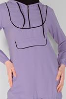 Hijab clothing PURPLE ZIPPERED TIE DETAIL TUNIC 88534 