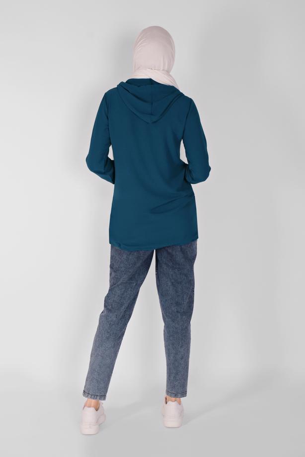 Vêtements hijab  ZIPPERED TIE DETAIL TUNIC 88534  - TRENDTESETTÜR