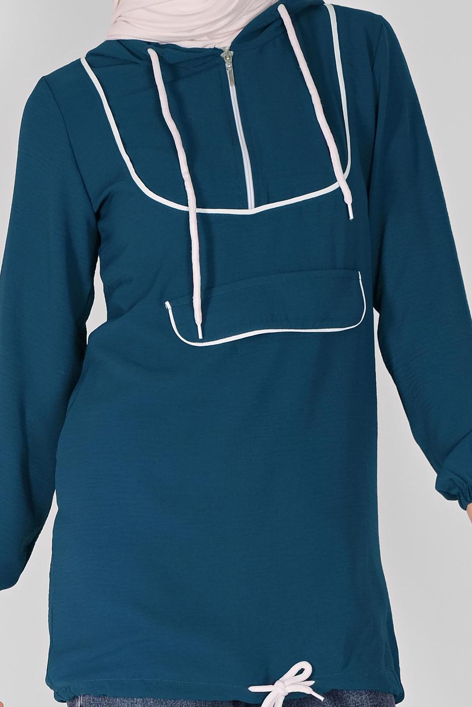 Vêtements hijab BLEU MARINE TUNIQUE À FERMETURE ÉCLAIR 88534