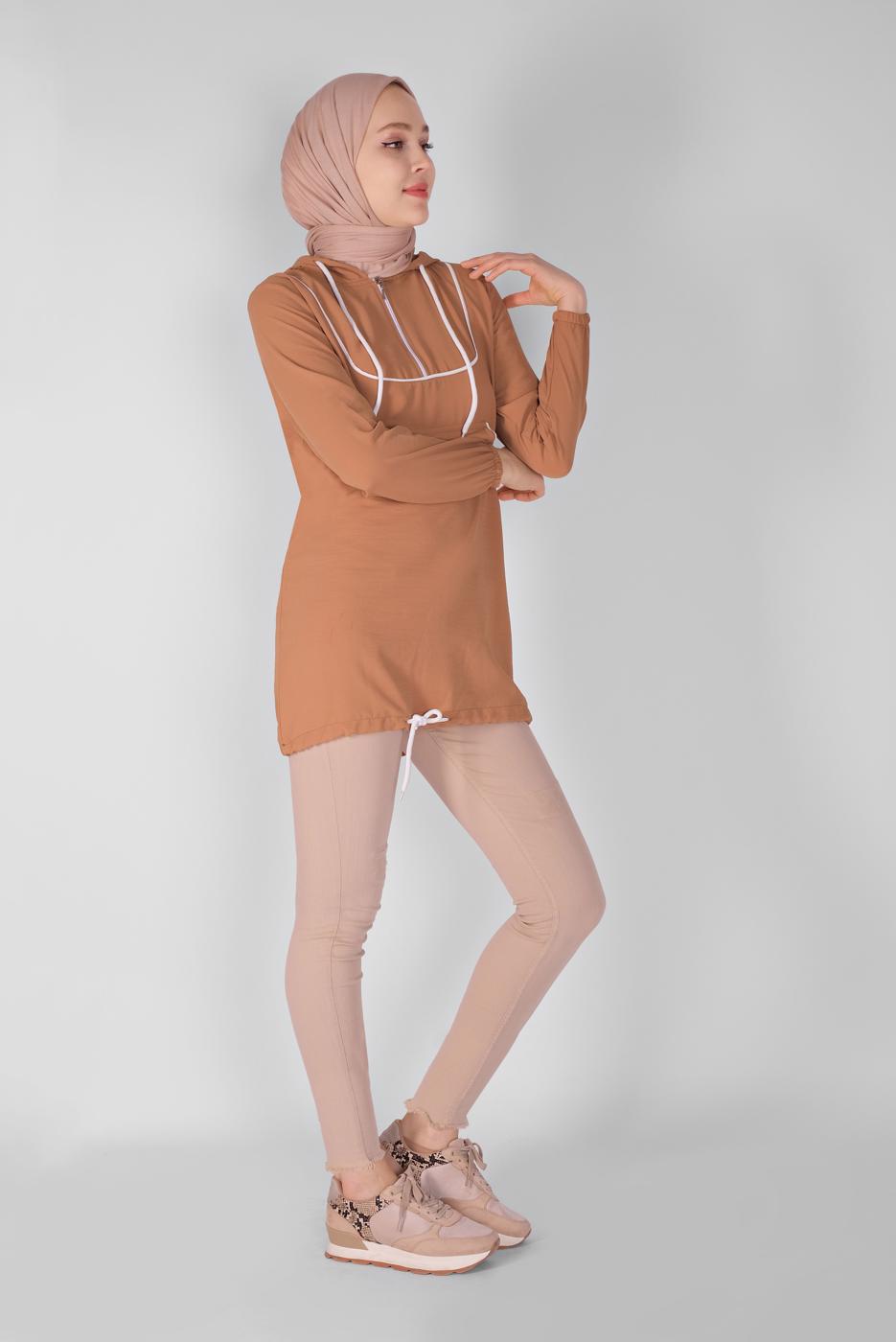 Vêtements hijab BRUN TUNIQUE À FERMETURE ÉCLAIR 88534