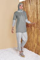 Hijab clothing GREY 2-COLOR HOODED TUNIC 071 