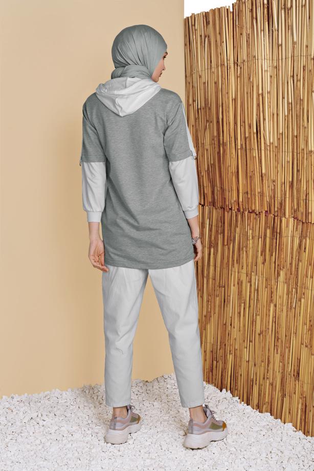 Hijab clothing  2-COLOR HOODED TUNIC 071  - TRENDTESETTÜR