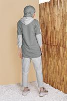 Hijab clothing GREY 2-COLOR HOODED TUNIC 071 