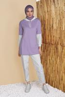 Hijab clothing PURPLE 2-COLOR HOODED TUNIC 071 