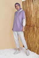 Hijab clothing PURPLE 2-COLOR HOODED TUNIC 071 