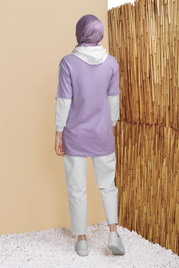 Hijab clothing  2-COLOR HOODED TUNIC 071  - TRENDTESETTÜR