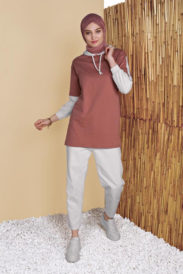 Vêtements hijab  2-COLOR HOODED TUNIC 071  - TRENDTESETTÜR