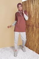 Hijab clothing PINK 2-COLOR HOODED TUNIC 071 