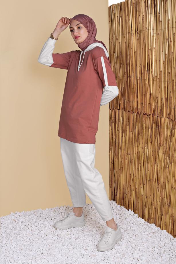 Vêtements hijab  2-COLOR HOODED TUNIC 071  - TRENDTESETTÜR
