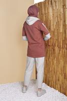 Hijab clothing PINK 2-COLOR HOODED TUNIC 071 