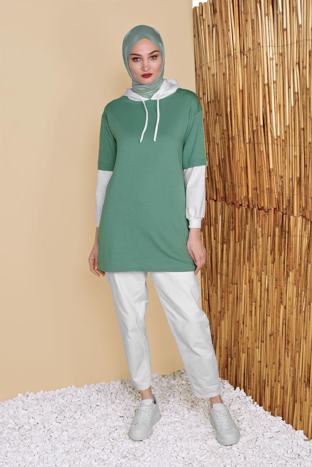 Vêtements hijab  2-COLOR HOODED TUNIC 071  - TRENDTESETTÜR