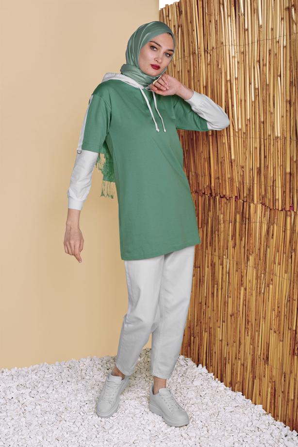 Vêtements hijab  2-COLOR HOODED TUNIC 071  - TRENDTESETTÜR