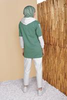 Hijab clothing GREEN 2-COLOR HOODED TUNIC 071 