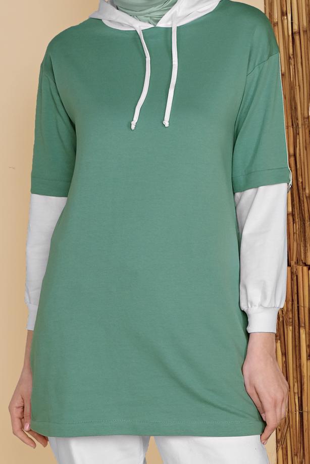 Vêtements hijab  2-COLOR HOODED TUNIC 071  - TRENDTESETTÜR