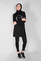 Hijab clothing BLACK PRINTED TUNIC  0106