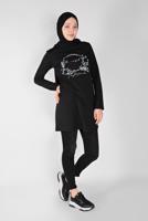 Hijab clothing BLACK PRINTED TUNIC  0106
