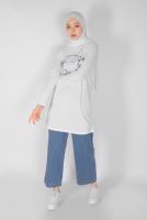 Vêtements hijab BLANC TUNIQUE IMPRIMÉE 0106