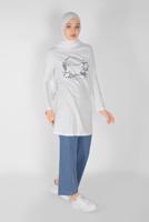 Vêtements hijab BLANC TUNIQUE IMPRIMÉE 0106