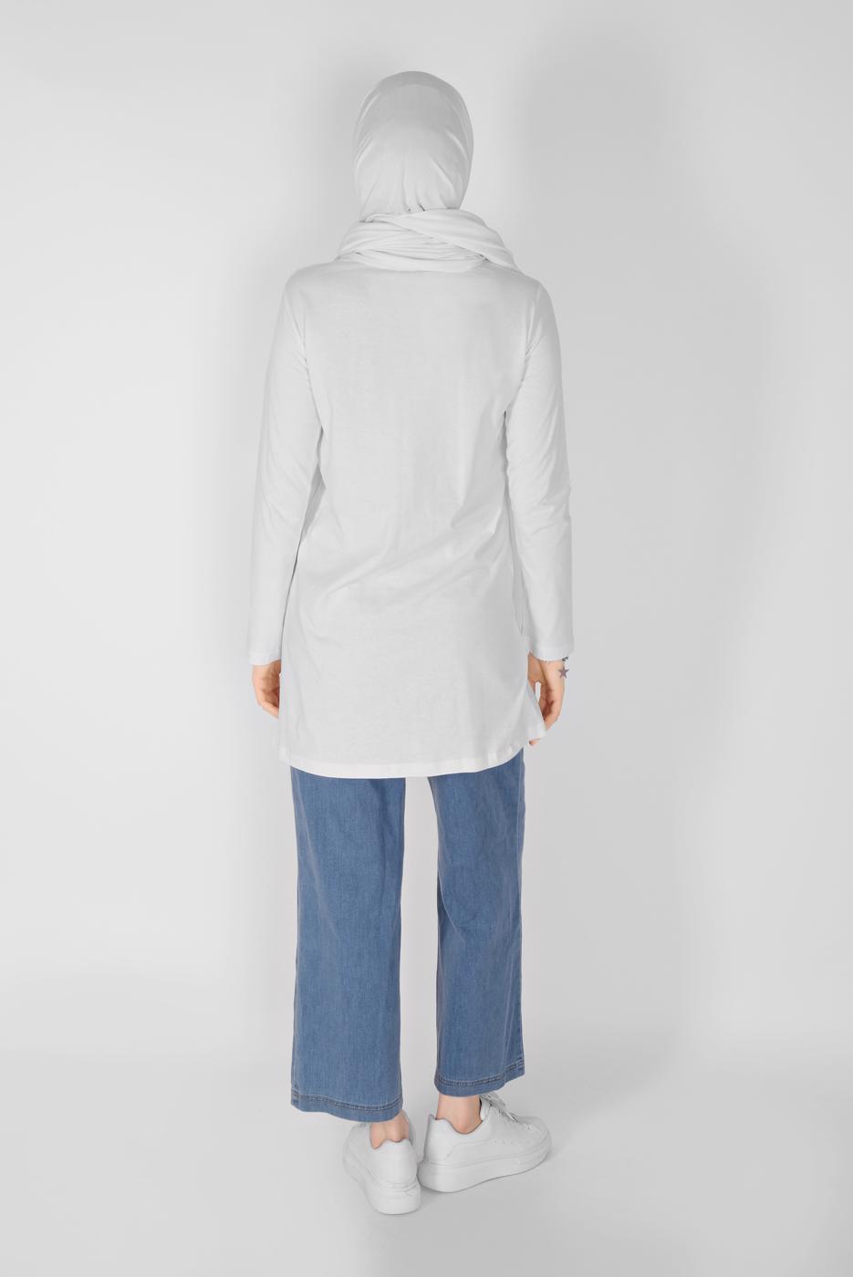Vêtements hijab BLANC TUNIQUE IMPRIMÉE 0106