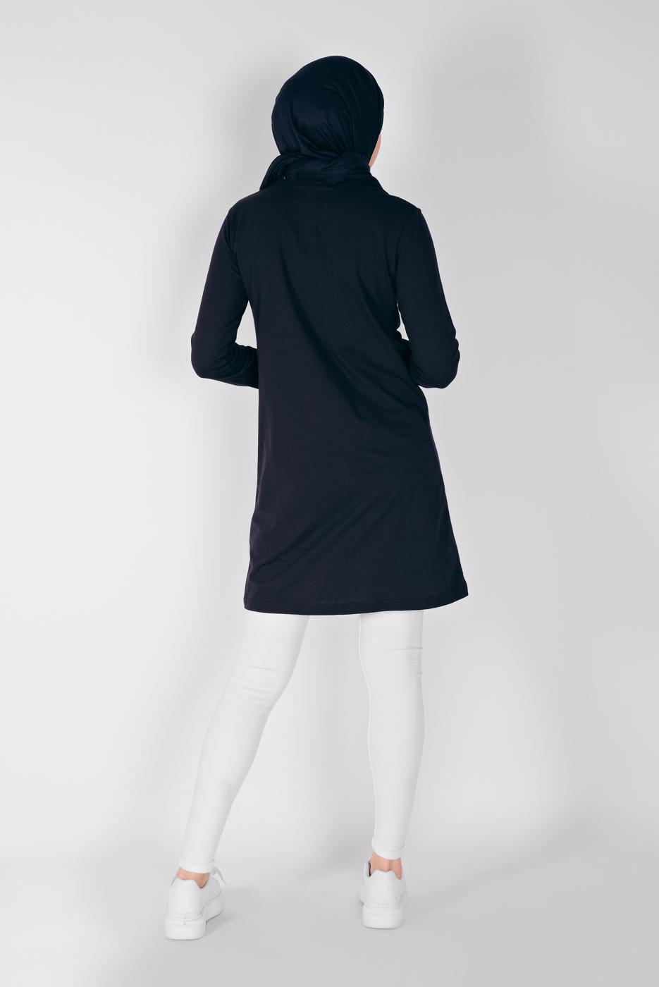 Vêtements hijab BLEU MARINE TUNIQUE IMPRIMÉE 0106