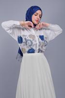 Hijab clothing WHITE ETHNIC PATTERNED TUNIC 122