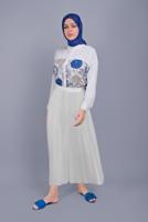 Hijab clothing WHITE ETHNIC PATTERNED TUNIC 122