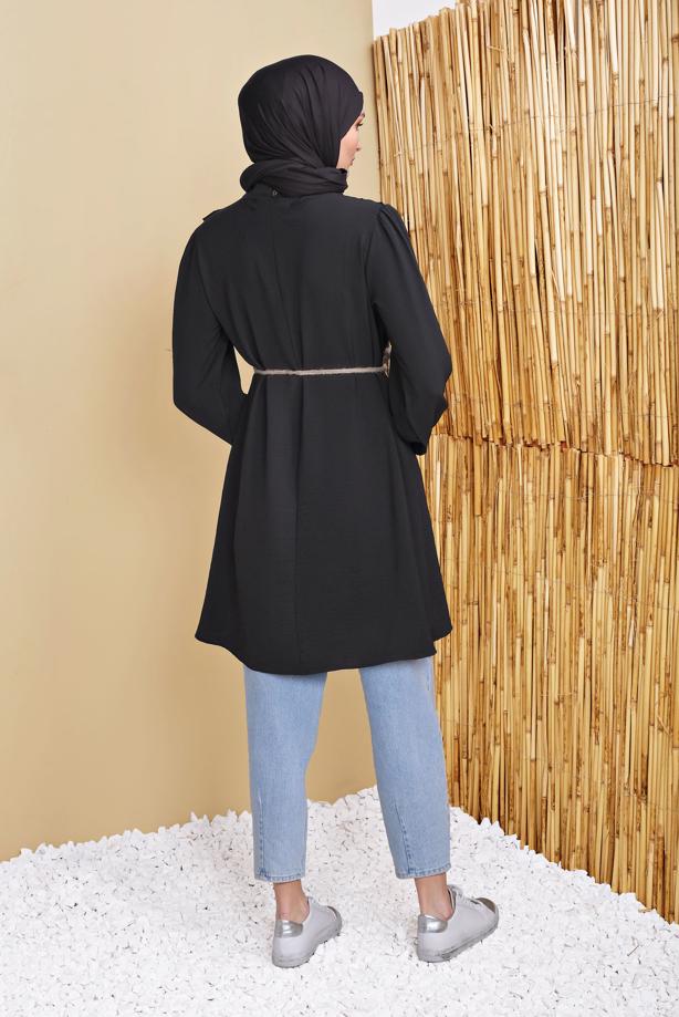 Hijab clothing  JUTE BELT DETAIL FRILLED TUNIC 0281  - TRENDTESETTÜR