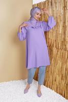 Hijab clothing PURPLE JUTE BELT DETAIL FRILLED TUNIC 0281 