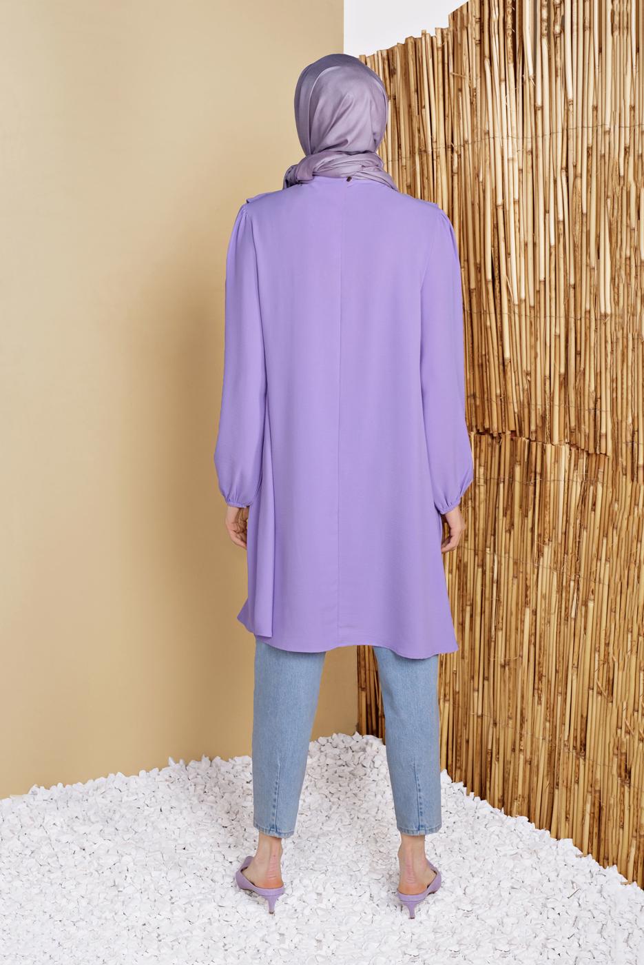 Vêtements hijab POURPRE TUNIQUE À VOLANTS AVEC CEINTURE EN JUTE 0281