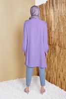 Hijab clothing PURPLE JUTE BELT DETAIL FRILLED TUNIC 0281 