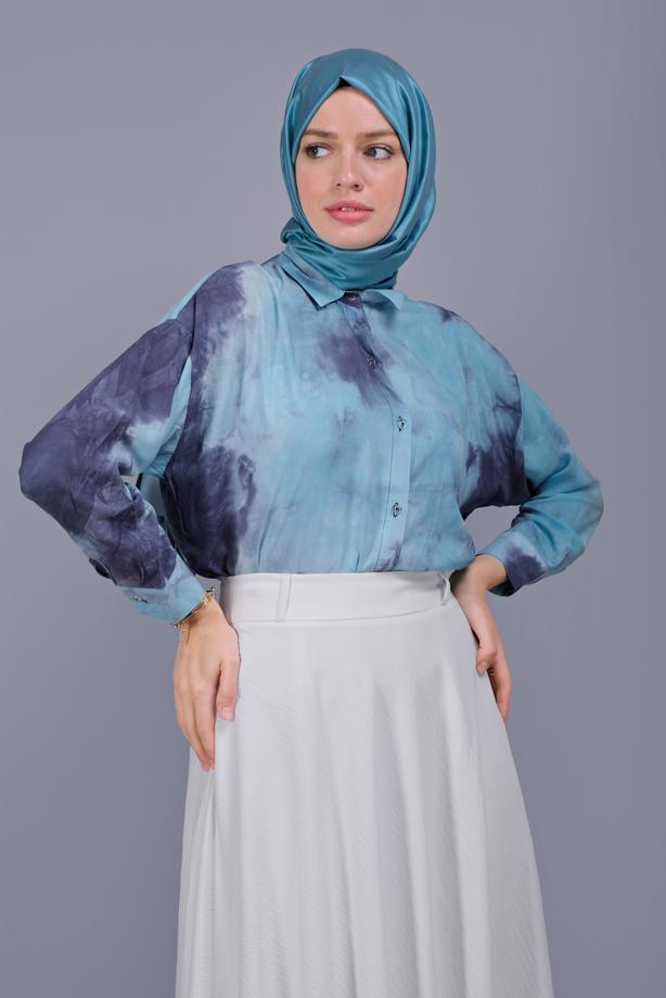 Hijab clothing  TWO COLOR PATTERNED TUNIC 341  - TRENDTESETTÜR