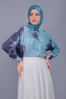 Hijab clothing NAVY BLUE TWO COLOR PATTERNED TUNIC 341 