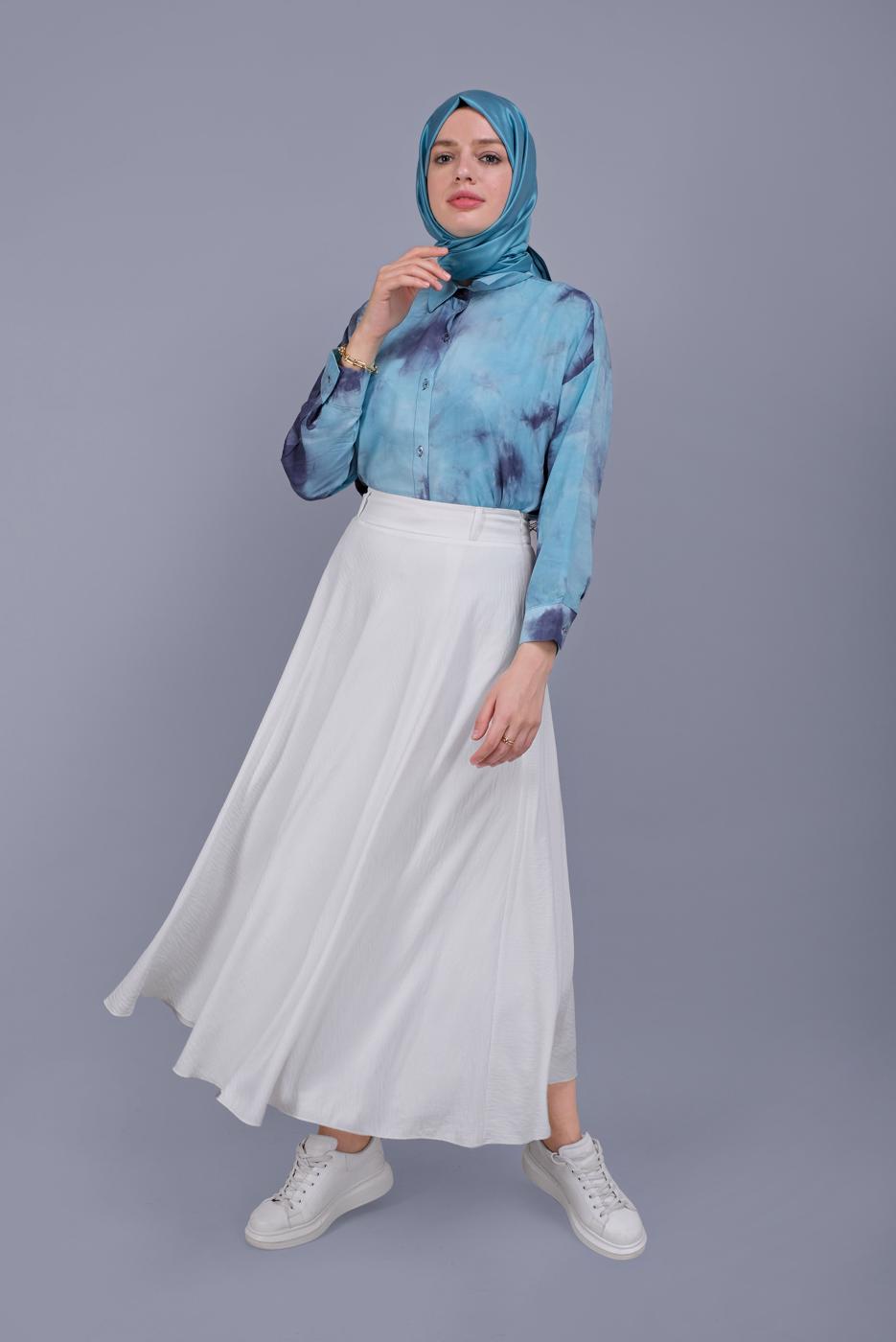 Hijab clothing NAVY BLUE TWO COLOR PATTERNED TUNIC 341 