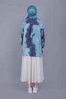 Hijab clothing NAVY BLUE TWO COLOR PATTERNED TUNIC 341 