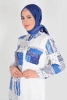 Vêtements hijab BLANC TUNIQUE MOTIF ETHNIQUE T 342