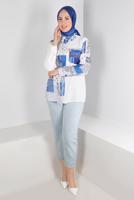 Vêtements hijab BLANC TUNIQUE MOTIF ETHNIQUE T 342