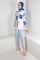 Vêtements hijab BLANC TUNIQUE MOTIF ETHNIQUE T 342