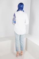 Vêtements hijab BLANC TUNIQUE MOTIF ETHNIQUE T 342