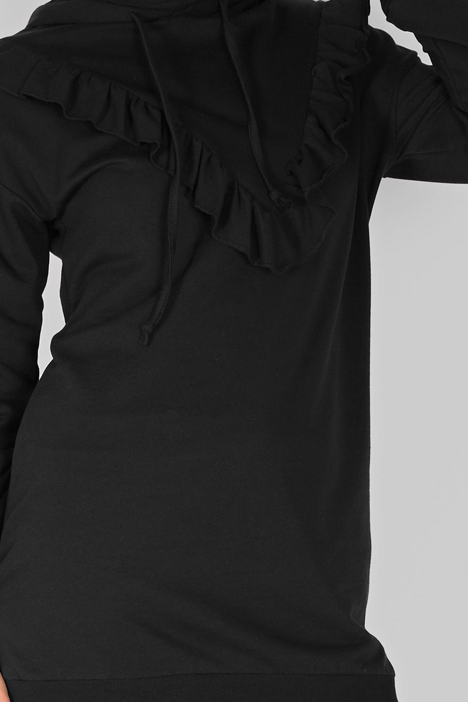 Hijab clothing BLACK RUFFLED HOODED TUNIC 371 
