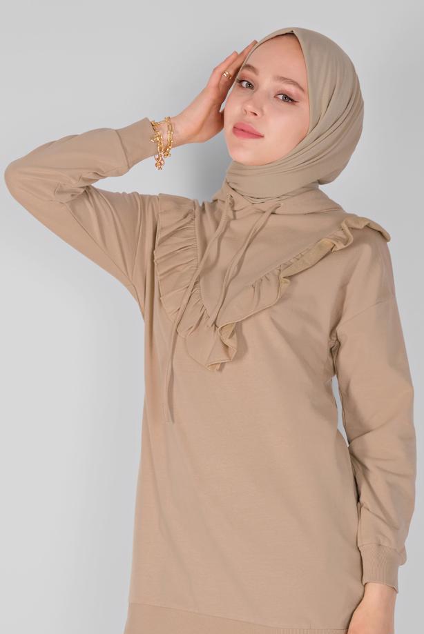 Hijab clothing  RUFFLED HOODED TUNIC 371  - TRENDTESETTÜR
